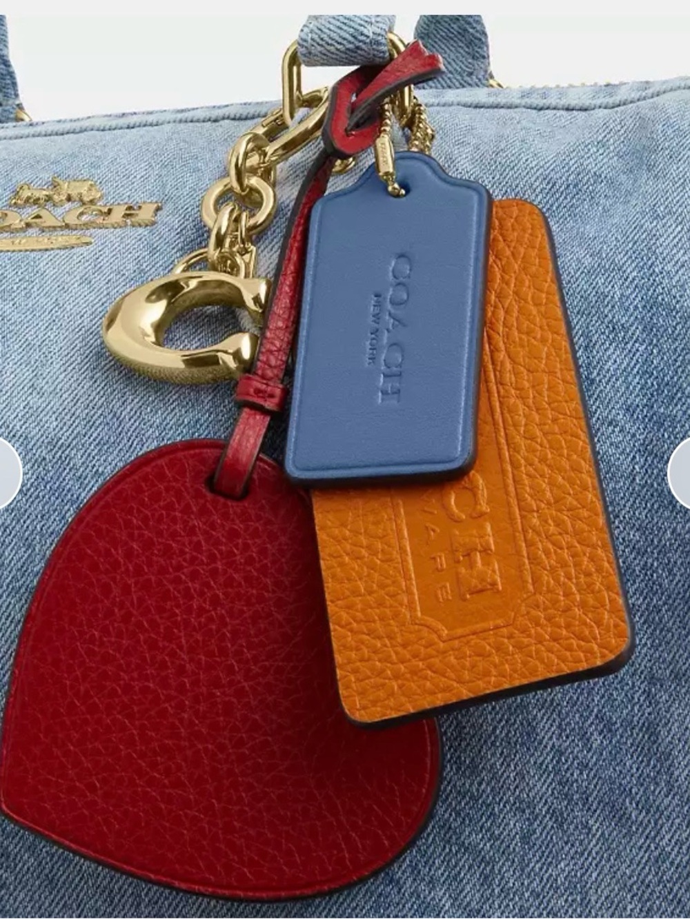 Coach Rowan Large Denim Satchel with Red Heart Charm - Picture 6 of 7